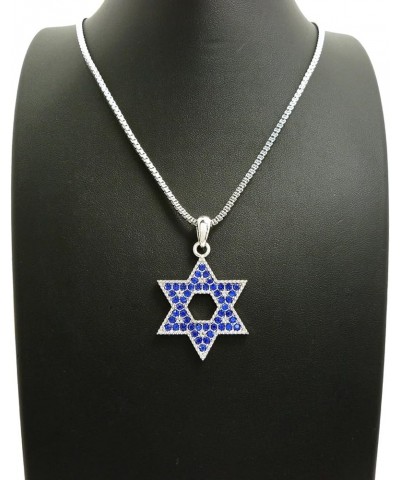 Star Of David Small Pendant with 24 Inch Necklace SILVER/BLUE COLOR WITH BOX CHAIN $10.10 Necklaces