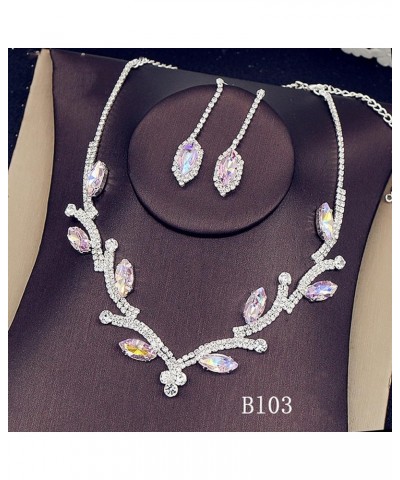 Boho Necklace Rhinestone Crystal Ladies Necklace Earrings Bridal Wedding Jewelry Set,Red Pink $14.99 Jewelry Sets