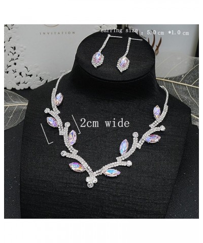 Boho Necklace Rhinestone Crystal Ladies Necklace Earrings Bridal Wedding Jewelry Set,Red Pink $14.99 Jewelry Sets