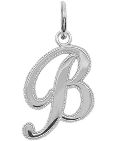 Solid 14k White Gold Personalized Cursive-Style A-Z Initial Pendant B $31.50 Pendants