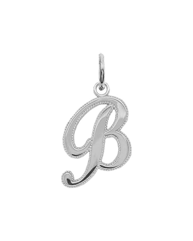 Solid 14k White Gold Personalized Cursive-Style A-Z Initial Pendant B $31.50 Pendants