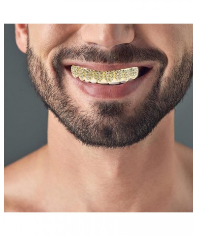 Gold Teeth Grill z Hip Hop Jokers Diamond Top & Bottom Teeth Caps Grill z Set for Teeth Rapper Halloween Costume 6.50X1.30X1....