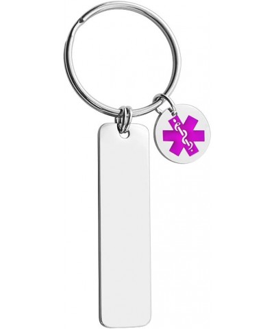 Medical Alert Jewelry Stainless Steel Rectangle Pendant Keychain Charm Silver( Pink Logo) *personalized engraved $9.27 Necklaces