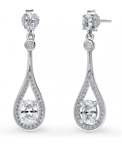 Sterling Silver Teardrop Cubic Zirconia CZ Dangle Drop Earrings for Women, Rhodium Plated $22.06 Earrings