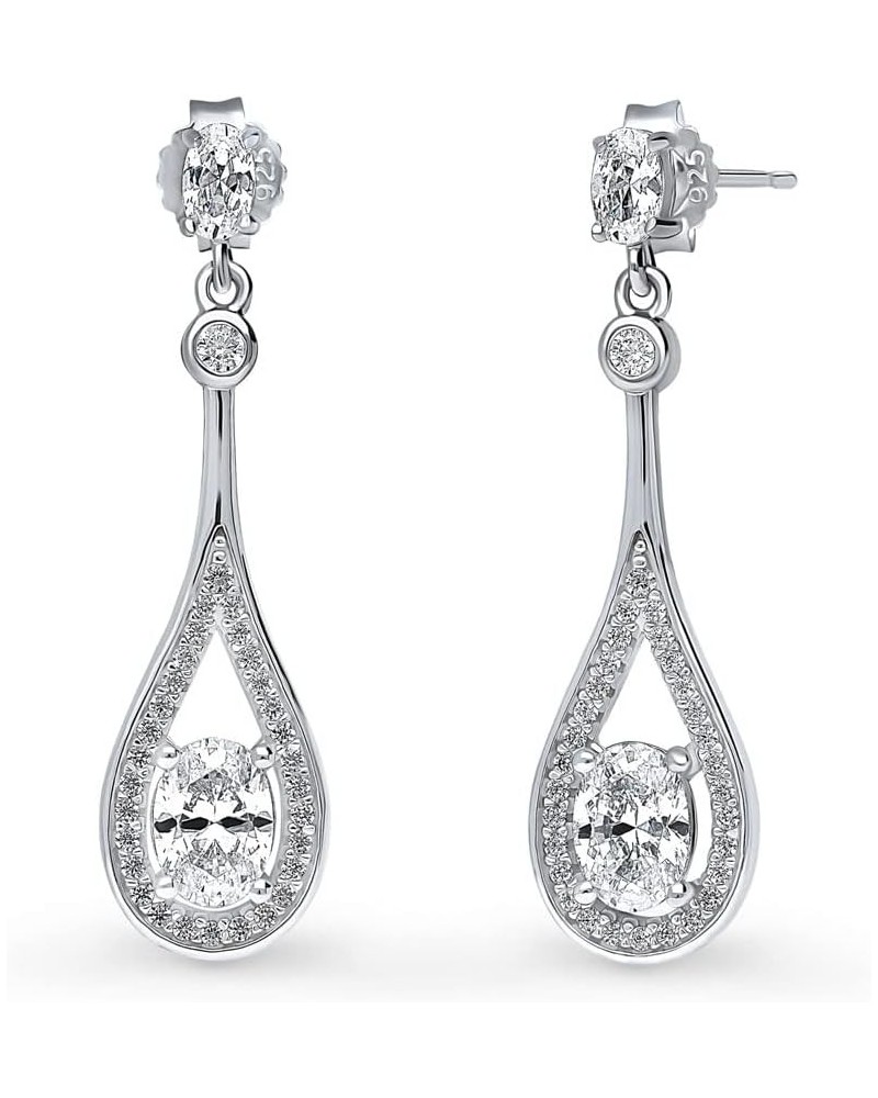 Sterling Silver Teardrop Cubic Zirconia CZ Dangle Drop Earrings for Women, Rhodium Plated $22.06 Earrings