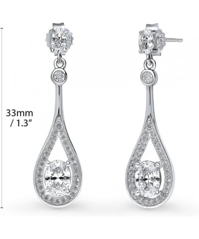 Sterling Silver Teardrop Cubic Zirconia CZ Dangle Drop Earrings for Women, Rhodium Plated $22.06 Earrings