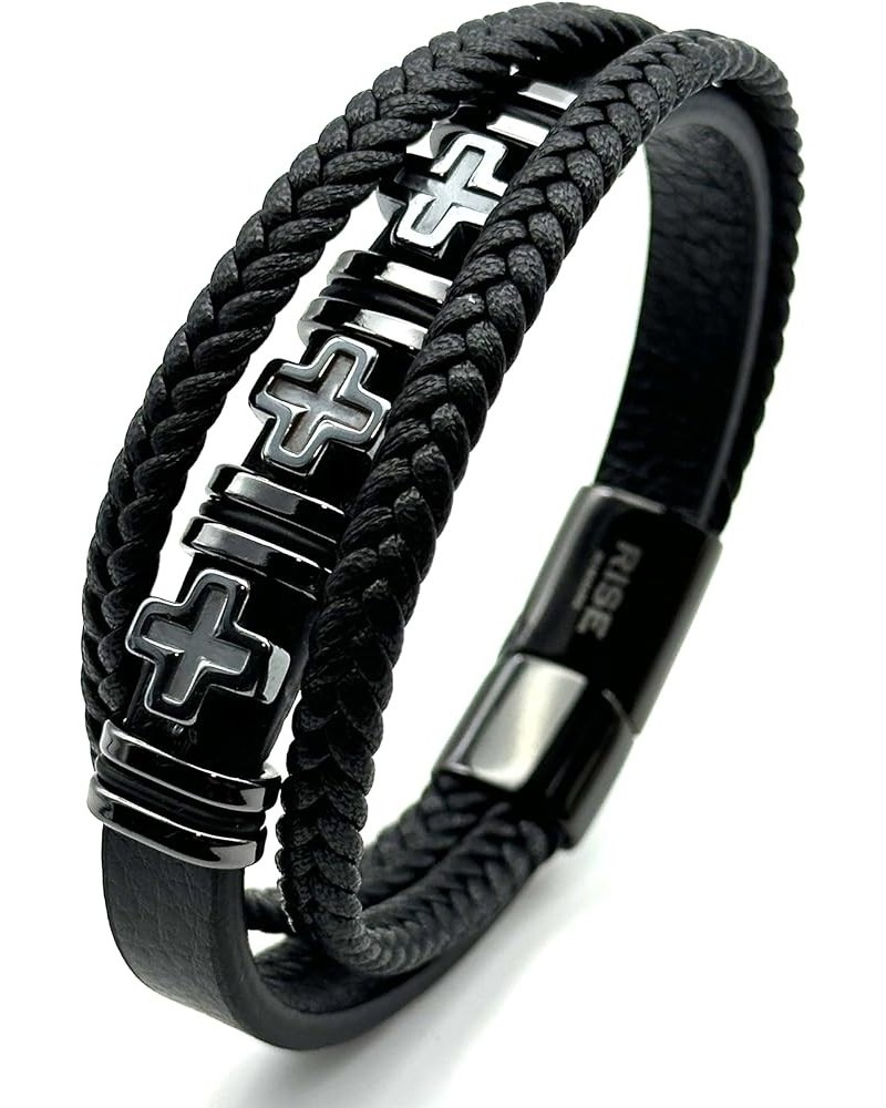 Leather Cross Bracelet,Wristband Jewelry, Stainless Steel Buckle, Gift for Men/Women,Suitable to wear on various festivals,re...