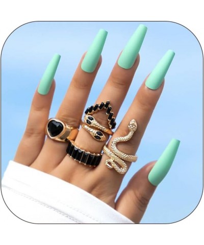 9-15PCS Knuckle Stacking Rings Set for Teen Girls Gifts Crystal Rhinestone Finger Statement Ring Sets Vintage Snake Knot Mid ...