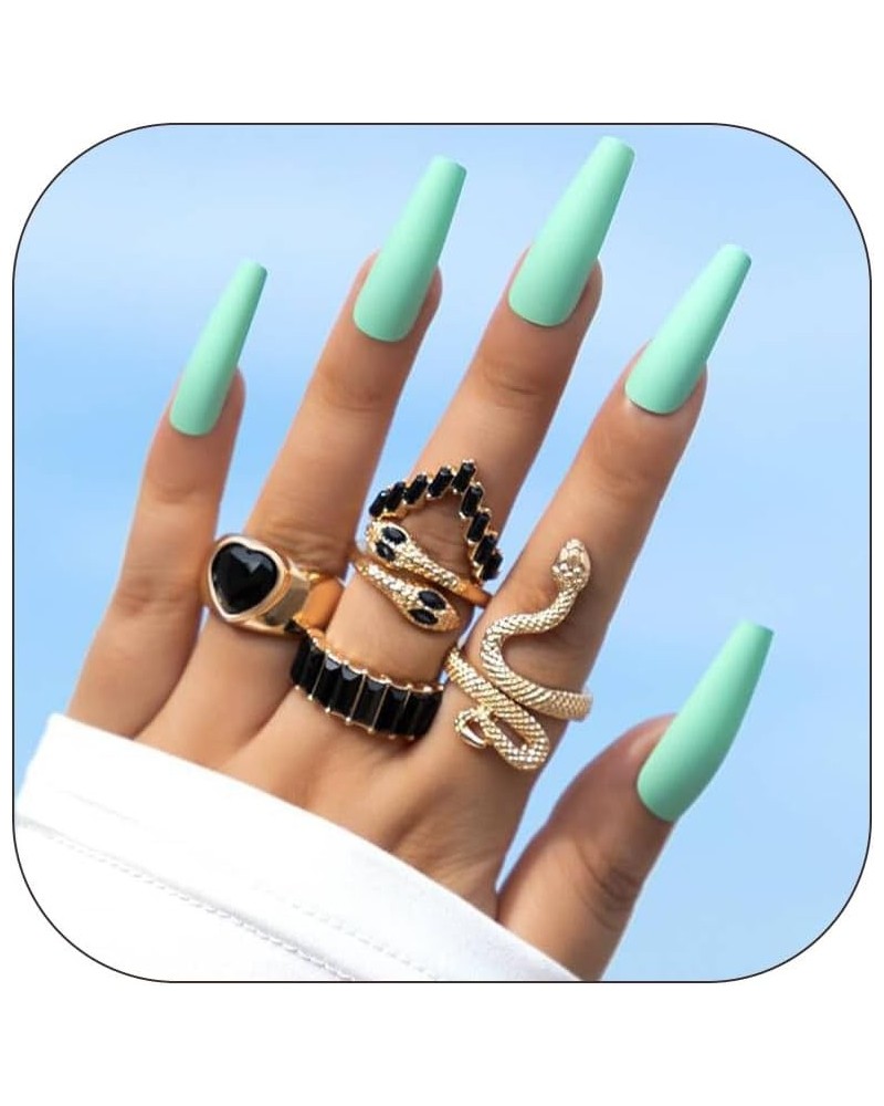 9-15PCS Knuckle Stacking Rings Set for Teen Girls Gifts Crystal Rhinestone Finger Statement Ring Sets Vintage Snake Knot Mid ...