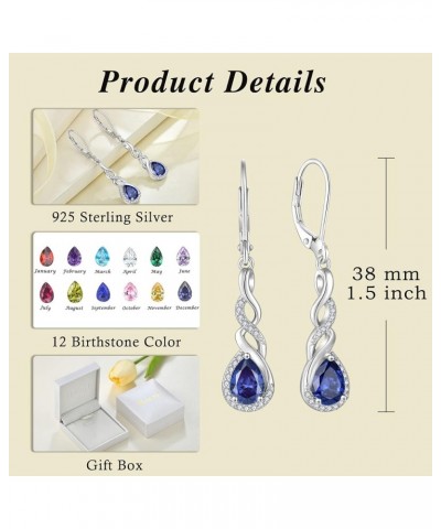 Infinity Dangle Drop Earrings for Women 925 Sterling Silver Teardrop Leverback Earrings Birthstone Jewelry Gifts for Women Wi...