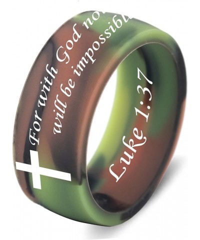 SHNIAN Cross Silicone Ring Broad Index Finger Band Christian Pray Jewelry Scripture Ring Comfortable Fit - Customize Bible Ve...