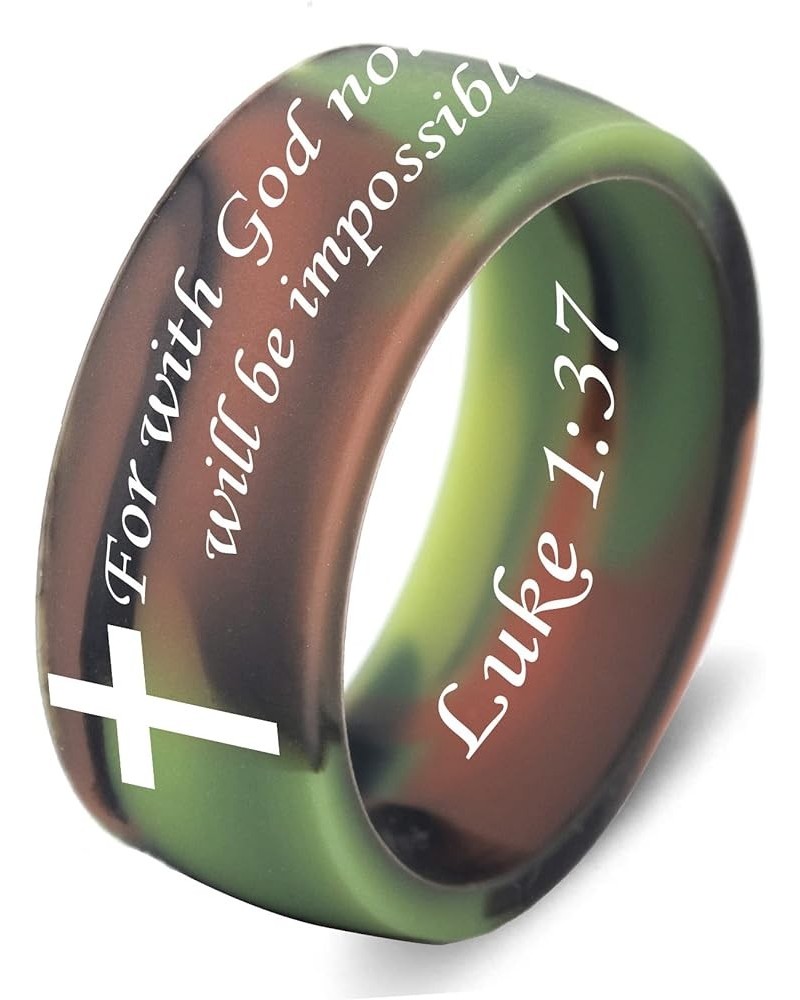 SHNIAN Cross Silicone Ring Broad Index Finger Band Christian Pray Jewelry Scripture Ring Comfortable Fit - Customize Bible Ve...