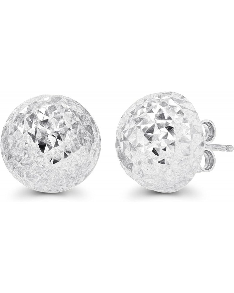 Solid 14K Yellow or White Gold 6mm-12mm Diamond Cut Ball Stud Earrings For Women | 14K Gold Backs | Italian Hypoallergenic St...