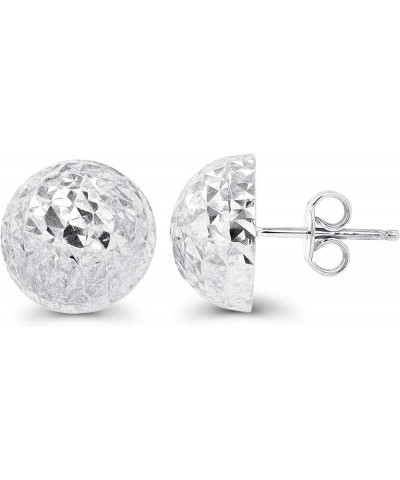 Solid 14K Yellow or White Gold 6mm-12mm Diamond Cut Ball Stud Earrings For Women | 14K Gold Backs | Italian Hypoallergenic St...