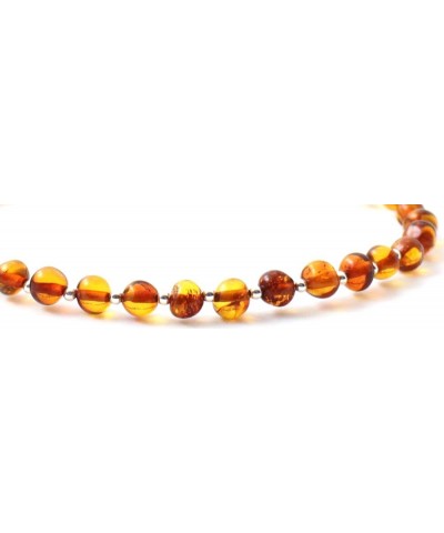 Baltic Amber Adult Anklet with Silver - 8.6 inches - Adjustable - Women Jewelry - Polished Cognac Beads Cognac 7.8 Inches $10...