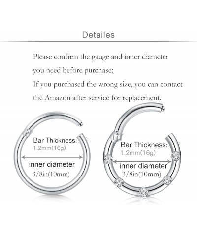 16g 20g Daith Earrings Heart Moon Daith Piercing Jewelry for Women Tragus Hoop Surgical Steel Helix Cartilage Earring Hoop CZ...