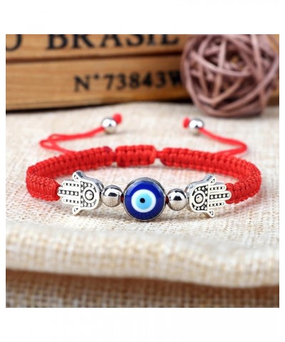 Evil Eye Bracelets for Women, 2Pcs Adjustable Red String, 7 Knots Braided Lucky Thread, Hamsa Hand Amulet Bracelets for Men B...