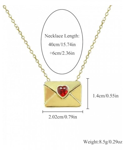 Envelope Love Letter Necklace, Message Engraved Necklace 18k Real Gold Plated Locket Jewelry Pendant Love Pendant Letter Neck...