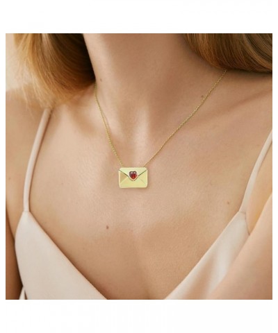 Envelope Love Letter Necklace, Message Engraved Necklace 18k Real Gold Plated Locket Jewelry Pendant Love Pendant Letter Neck...