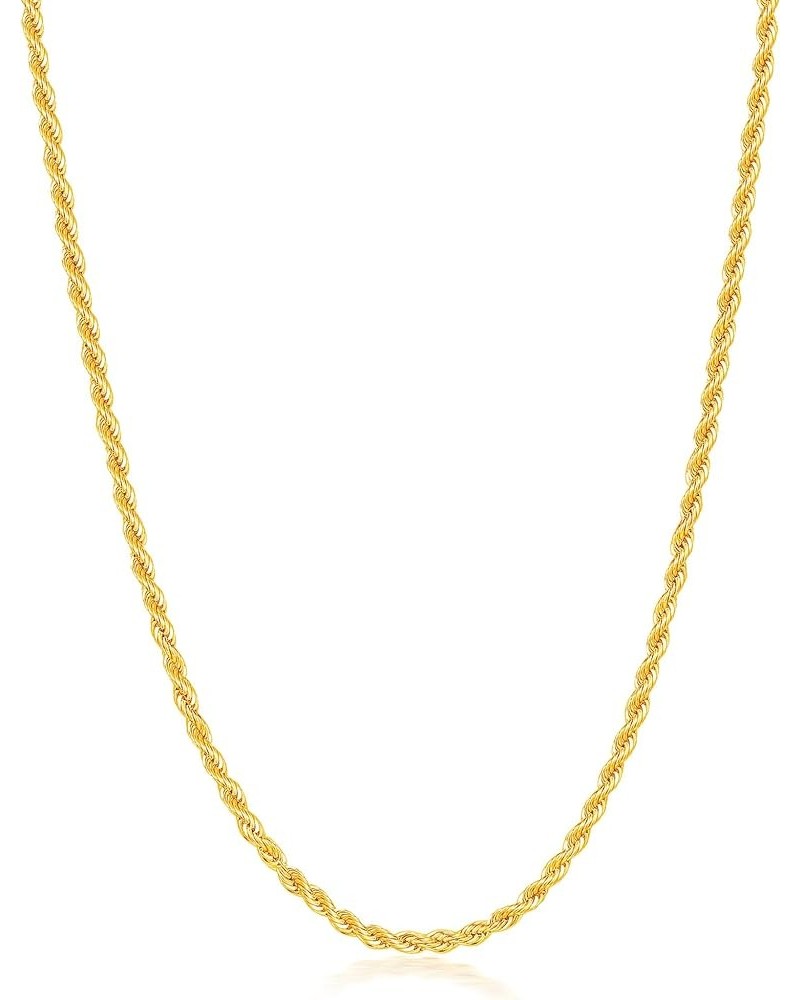 Gold Plated Rope Chain for Men, 18K Gold Plated Mens Chain Necklace, Stainless Steel Chain Necklacefor Men Women and Boys 2mm...