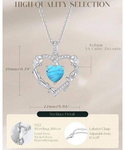 Heart Rose Flower Necklace 925 Sterling Silver Birthstone Pendant Created Gemstone Jewellery Anniversary Birthday Christmas G...