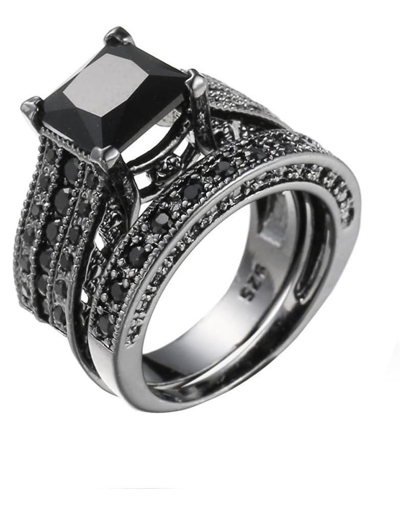 Valentine's Day Rings Gift, 2-in-1 Womens Vintage Silver Engagement Wedding Band Ring Set(5 -Gold,5) Black 7 $5.75 Others