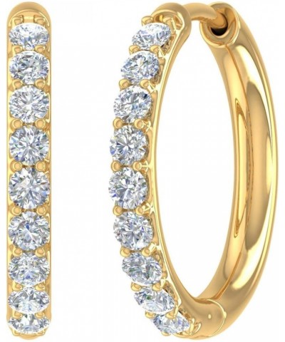 1/4 to 1/2 Carat Round White Diamond Ladies Hoop Earrings in 10K Gold or 950 Platinum Yellow Gold 0.5 carats $146.00 Earrings