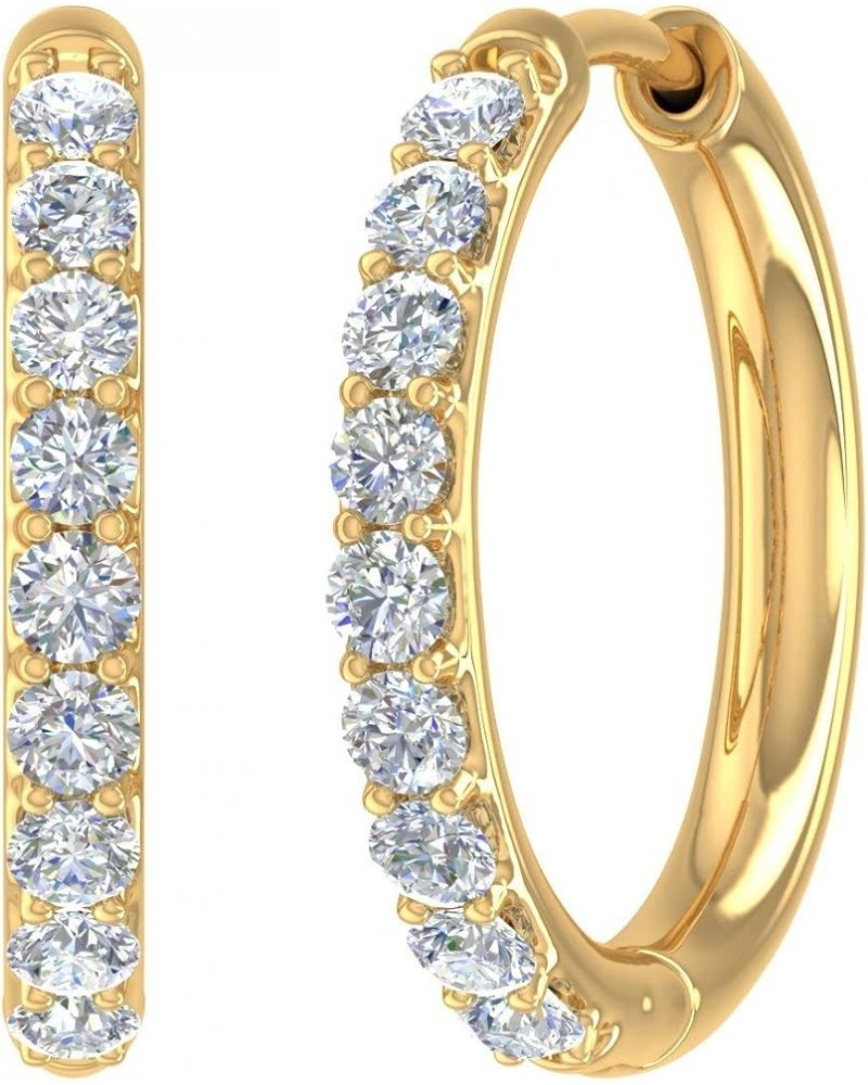 1/4 to 1/2 Carat Round White Diamond Ladies Hoop Earrings in 10K Gold or 950 Platinum Yellow Gold 0.5 carats $146.00 Earrings