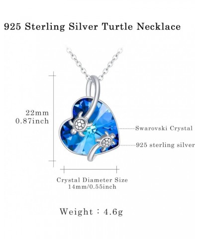 Turtle Necklace Sterling Silver Blue Crystal Turtle Pendant Mom and Baby Turtle Necklace Sea Turtle and Starfish Necklace Hal...