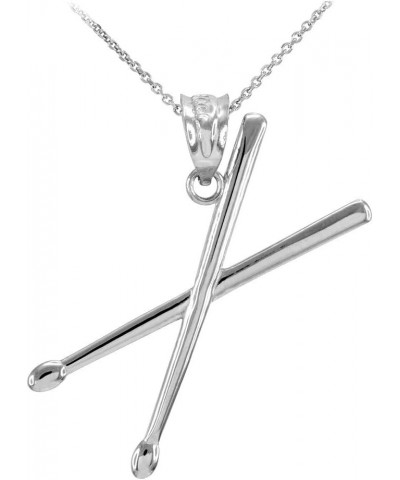 .925 Sterling Silver 3D Drum Sticks Music Charm Pendant Necklace - Choice of Pendant Only or Chain Length Pendant + 16" Chain...