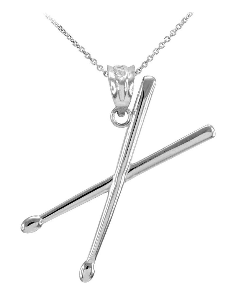 .925 Sterling Silver 3D Drum Sticks Music Charm Pendant Necklace - Choice of Pendant Only or Chain Length Pendant + 16" Chain...