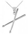 .925 Sterling Silver 3D Drum Sticks Music Charm Pendant Necklace - Choice of Pendant Only or Chain Length Pendant + 16" Chain...