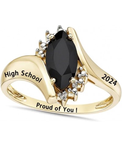 Fully Personalized High School College Class Rings 925 Sterling Silver 10K/14K/18K Gold Graduation Rings Jewelry Gifts for Wo...