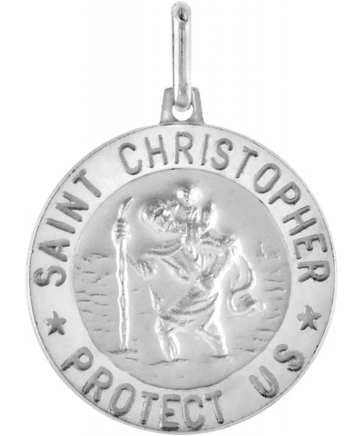 Various Sizes 0.5-1 inch Round Sterling Silver St Christopher Medal Necklaces for Men and Women Nickel Free Italy 22-inch sil...