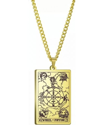 Tarot Card Necklace for Women/Men - Hip Hop Jewelry - Tarot Necklace - Gold Tarot Card Jewelry - Steel Rider Waite Tarot Chai...