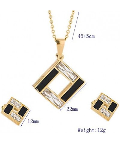 Crystal earing and necklace set - Gold-color Jewelry Set 316l inless Steel Black And Clear Crystal Cross Earring Necklace Wed...