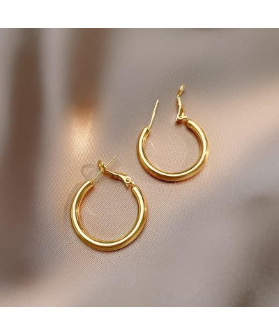 14K Gold Plated Huggie Hoop Earrings for Women Girlfriend Silver Post Chunky Lightweight Minimalist Stud Earrings Jewelry Gif...