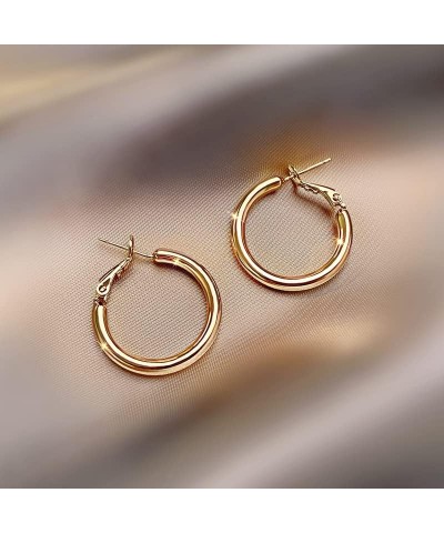 14K Gold Plated Huggie Hoop Earrings for Women Girlfriend Silver Post Chunky Lightweight Minimalist Stud Earrings Jewelry Gif...