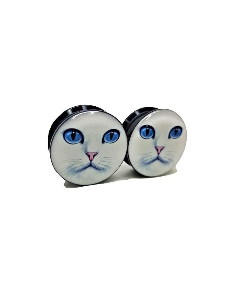 White Cat Ear Plugs - Acrylic Screw-On - 10 Sizes Pair* 5/8" (16mm) $9.33 Body Jewelry