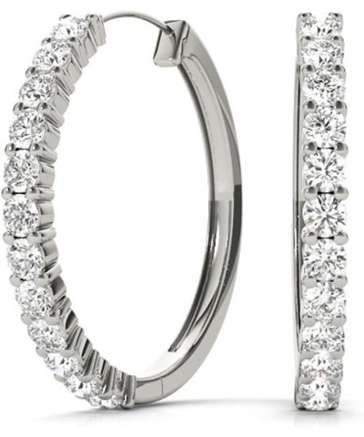 Diamond Hoop Earrings for Women with 0.24-1.08 CTW Lab-Grown Diamond Earrings in 14K Real Gold, E-F VS1-VS2 White Gold $156.4...