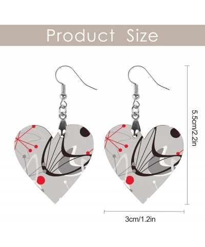 Round Wooden Dangle Earrings Lightweight Earrings For Women Ladies Girl 2.2 x 1.2 inch (Love) Multi 7 $7.50 Earrings