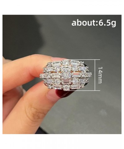 925 Sterling Silver Full Diamond 14mm Wide Cosmic Arch Bridge Full of Stars Geometric Zirconia Wedding Engagement Diamond Rin...