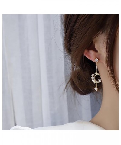 Earrings Jewelry Cultured for Women and Ear Pearl Earring Dangle Zirconia Earrings Silver with Clips Earrings G*2043 (Color :...