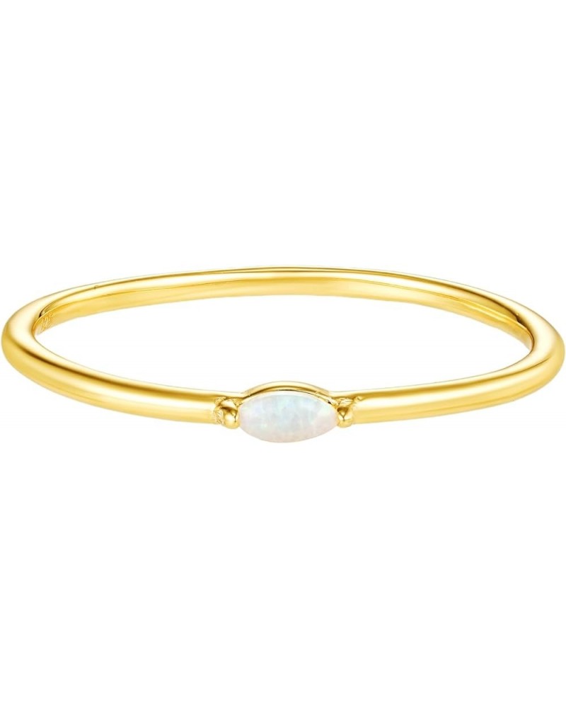 18K Gold Dainty Band White Oval Opal Stone Ring for Women Gift for Her 8 02-Eloise $11.80 Rings