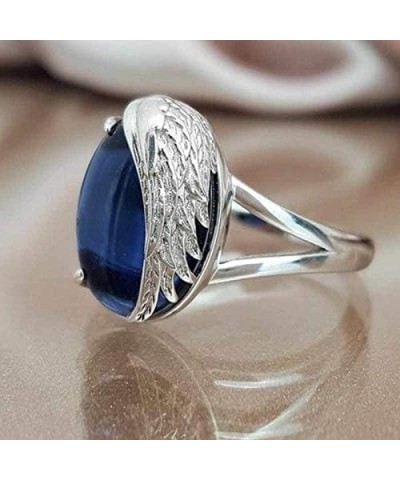 925 Silver Fashion Angel Wings Set Sapphire Ring Fashion Creative Wings Zircon ring Women's Jewelry Found Earrings (US Code 9...