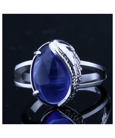 925 Silver Fashion Angel Wings Set Sapphire Ring Fashion Creative Wings Zircon ring Women's Jewelry Found Earrings (US Code 9...