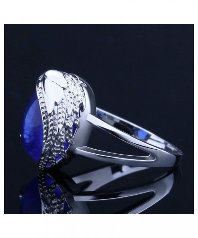 925 Silver Fashion Angel Wings Set Sapphire Ring Fashion Creative Wings Zircon ring Women's Jewelry Found Earrings (US Code 9...