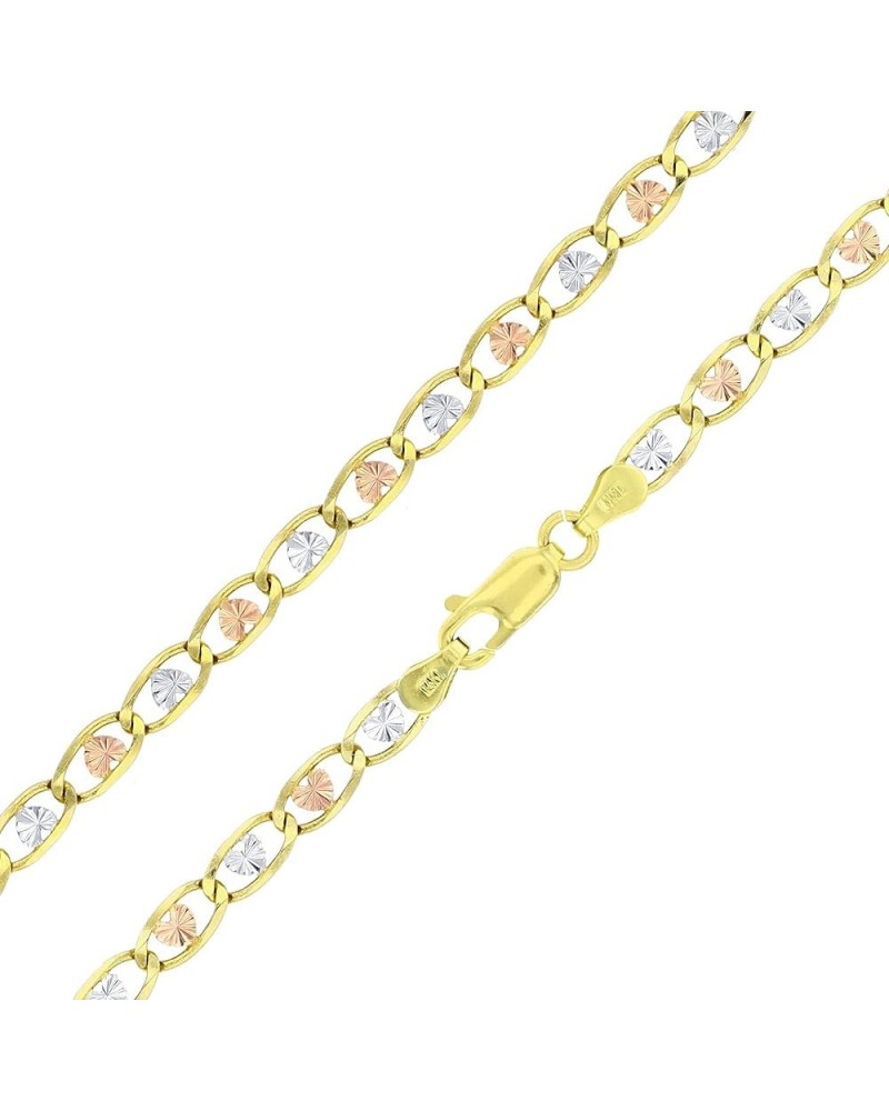 Solid 14K Gold Tricolor 2mm-8mm Diamond Cut Star Italian or Heart Italian Love Chain Necklace 7.0 Inches 4.35mm- Heart $37.95...