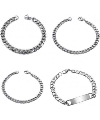 3/4PCS Chain Bracelet for Men Women - Sturdy Stainless Steel Curb Width Cuban Link Chain Bracelet Set for Men Women -Send one...