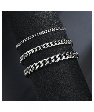 3/4PCS Chain Bracelet for Men Women - Sturdy Stainless Steel Curb Width Cuban Link Chain Bracelet Set for Men Women -Send one...